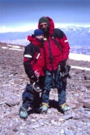 Na vrcholu Aconcaguy s mojí ženou ve výšce 6961 m
